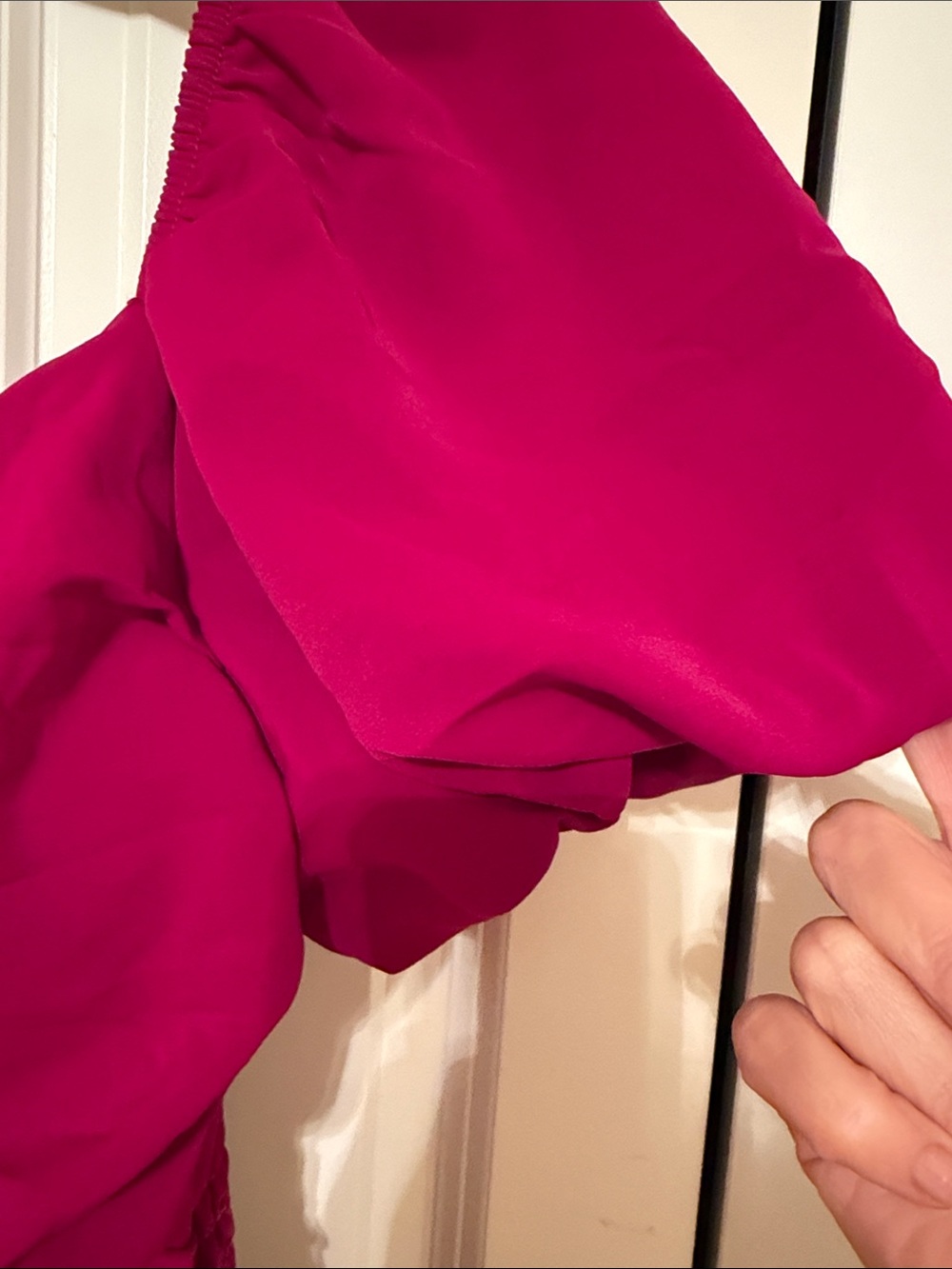 Fuchsia Puff Sleeve Mini Dress with Cutout Waist – Size S - Picture 4 of 5
